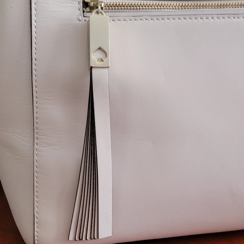 Kate Spade WKRU3306 Royal Place Cherise White Leather Satchel Top Handle Bag